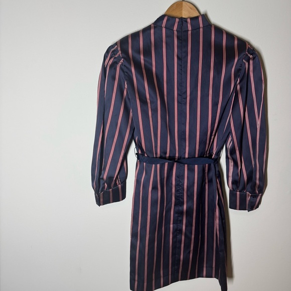 NWT Sandro Respect Navy/White/Red Striped Puff-Sleeve Women’s Mini Dress 40/8 - Picture 6 of 13